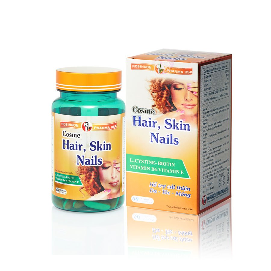 COMBO 2 CHAI TPCN COSME HAIR SKIN NAILS kích thích mọc tóc nhanh, giúp cho chân tóc chắc khoẻ - Chai 60 viên TẶNG 1 CHAI