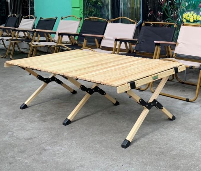 Bàn cuộn vân gỗ xếp gọn 1m2 cắm trại du lịch phượt câu cá