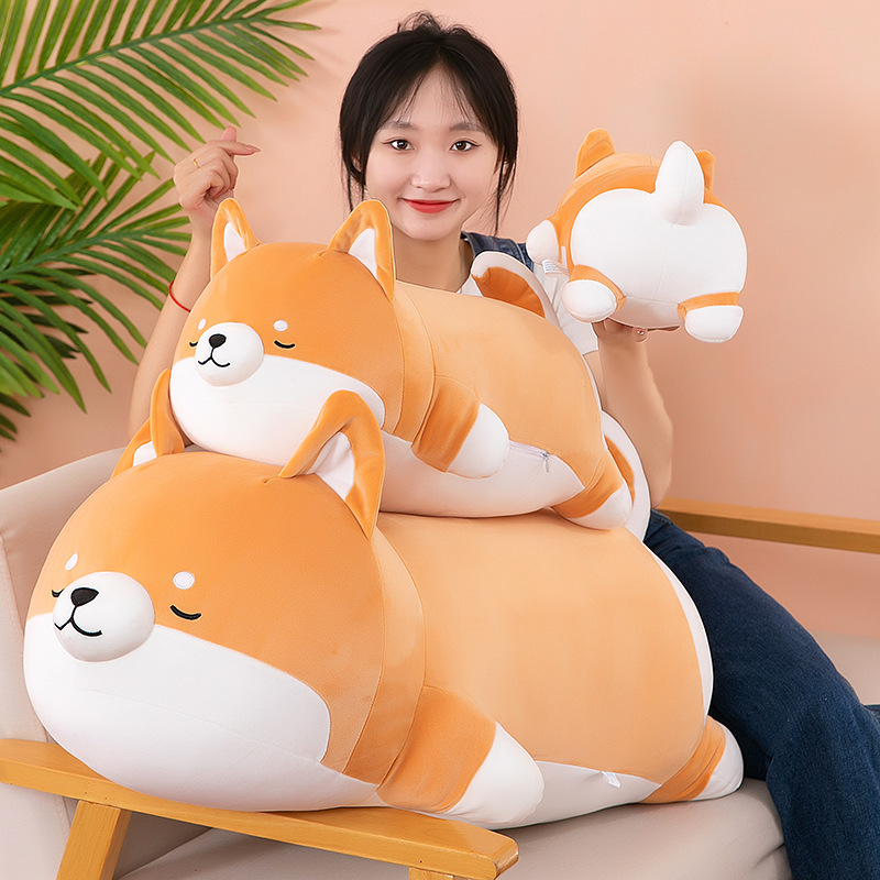 Gấu Bông Chó Shiba Nằm Ngủ Mập Ú Siêu Cưng Cute (35cm---&gt;70cm) Gối Ôm Chó Shiba Ngủ Say Mẫu Mới Dễ Thương Đáng Yêu