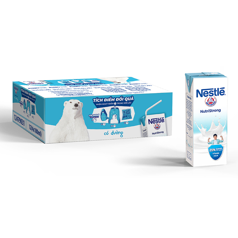 [PHIÊN BẢN THẺ CÀO MỖI LỐC] Thùng 48 hộp sữa Nestlé Gấu có đường (48x180ml)