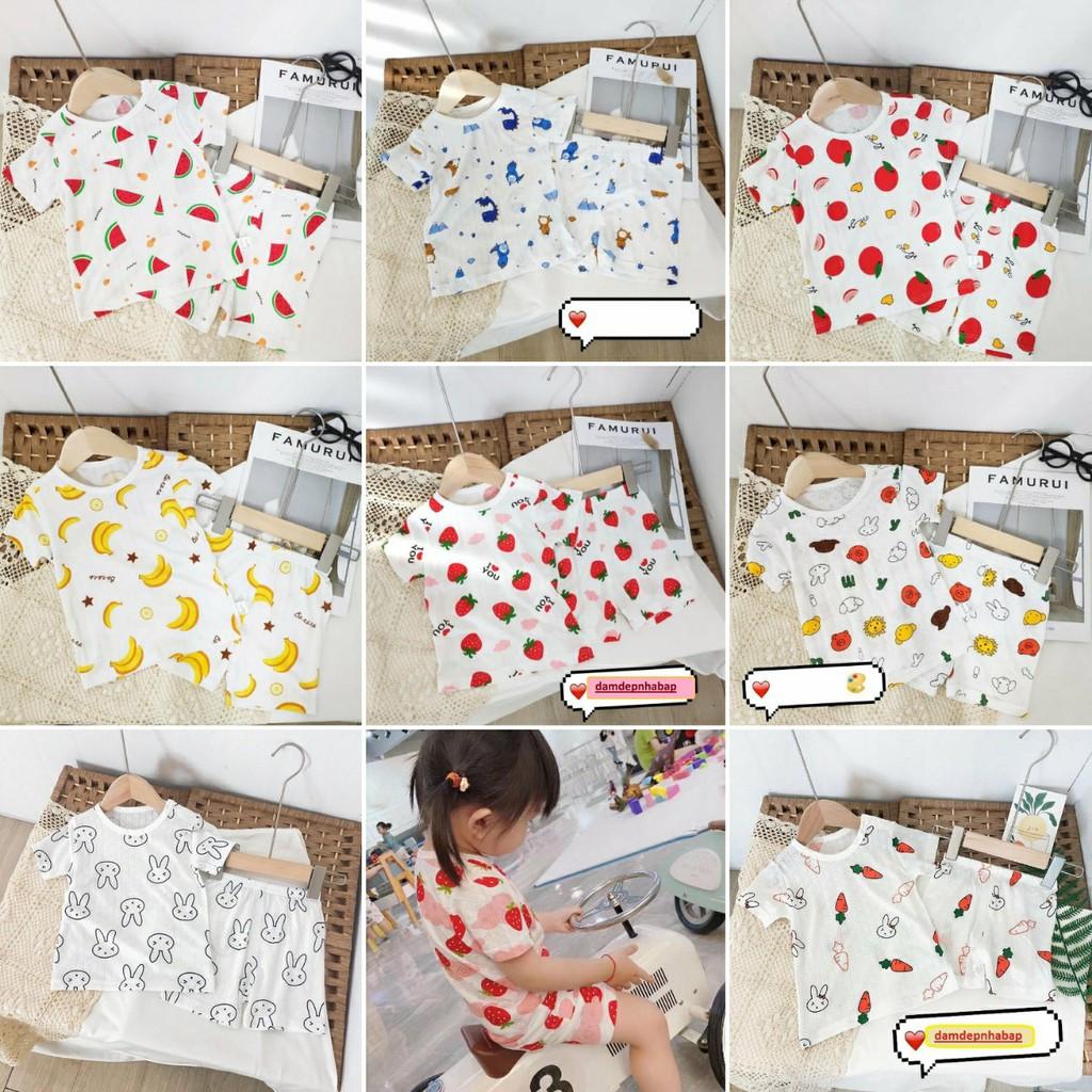 Quần áo trẻ em - Set bộ bé gái QC cotton sợi tre lưới cao cấp
