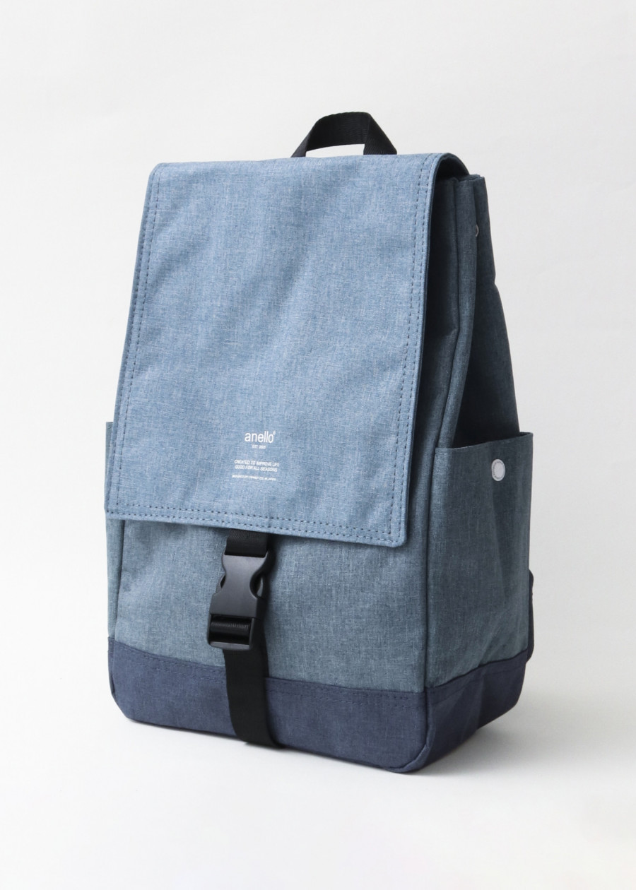 Balo ANELLO nắp đậy vải polyester chống nhiệt cỡ nhỏ AT-H1931 - Màu Xanh Denim