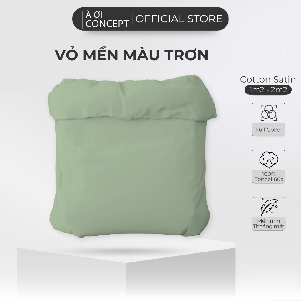 Vỏ Mền Lồng Được Ruột Cotton Satin Hàn Quốc Cao Cấp Màu Trơn Nhiều Màu Kích Thước 1M6 Đến 2M4