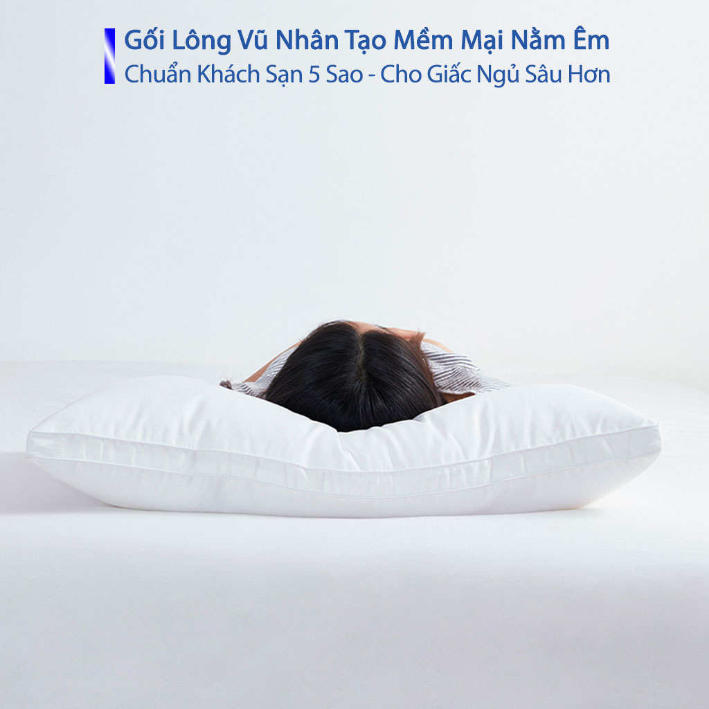 Gối Ngủ Lông Vũ Cao Cấp Gối Ngủ Kê Cổ Chống Mỏi Cổ Gối nằm êm ái, mềm mịn, kháng khuẩn- Chuẩn  Khách Sạn 5 Sao