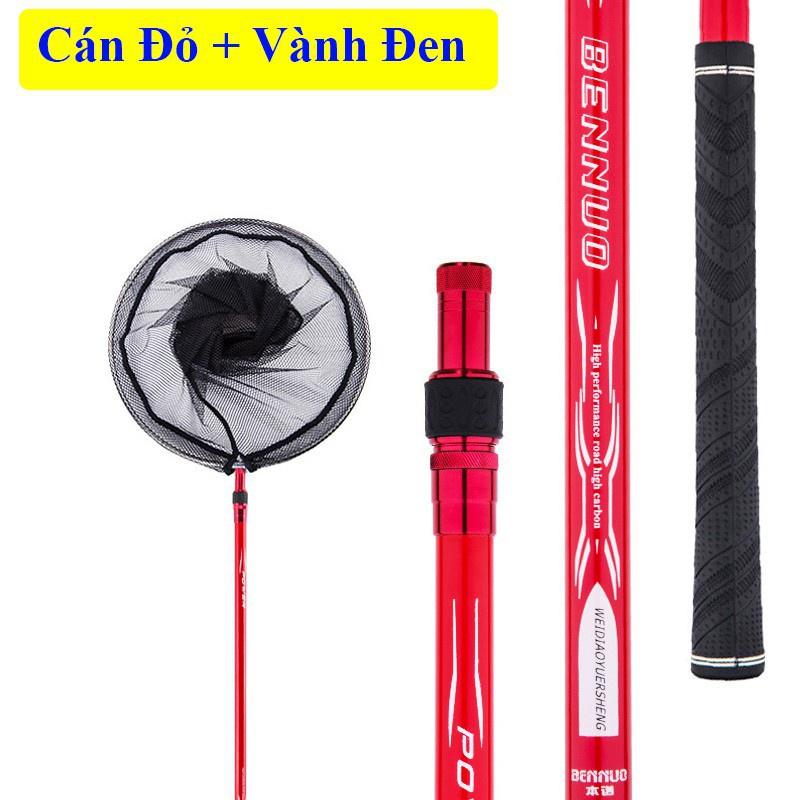 Vợt Cá Carbon Vành Tròn Có thể thu gọn chuyên dụng câu đài vợt cá câu đài