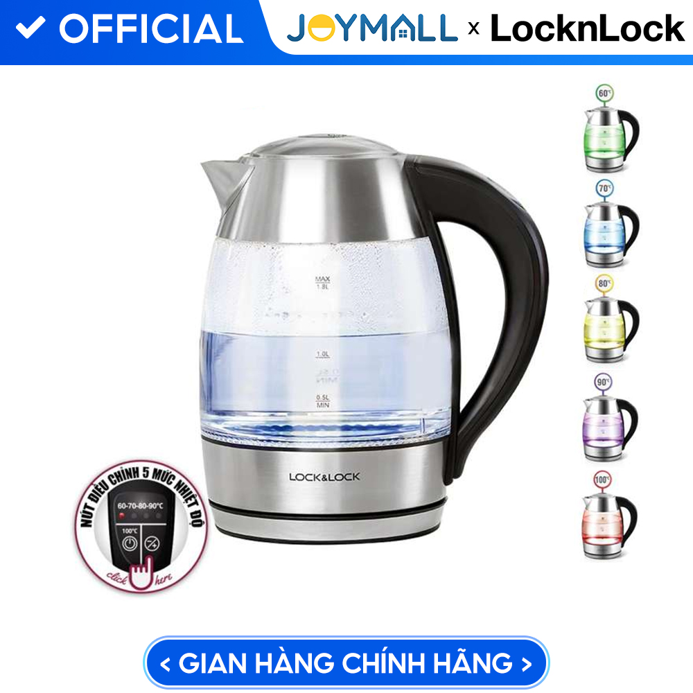 Ấm Điện Thủy Tinh Siêu Tốc Có Điều Chỉnh Nhiệt Độ Lock&Lock EJK341 - Hàng chính hãng