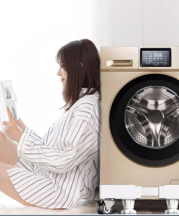 Giá Đỡ Chân Kê Máy Giặt, Tủ Lạnh Có Bánh Xe Kèm 8 Trụ Trợ Lực- Điều Chỉnh Kích Thước Chịu Tải 300kg. Hàng Chính Hãng SUNO.
