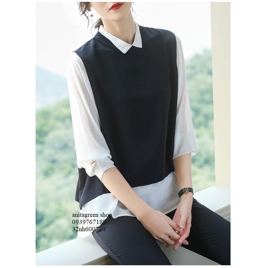 Nh600720-SƠ MI NỮ PHỐI MÀU CÁ TÍNH