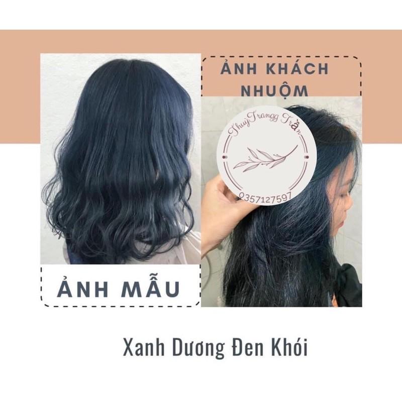 Thuốc nhuộm tóc 45k màu xanh dương kèm oxy và gang tay