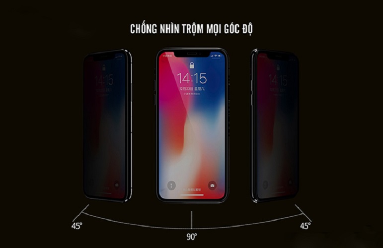 Kính cường lực chống nhìn trộm dành cho iPhone X/XS full màn 9D