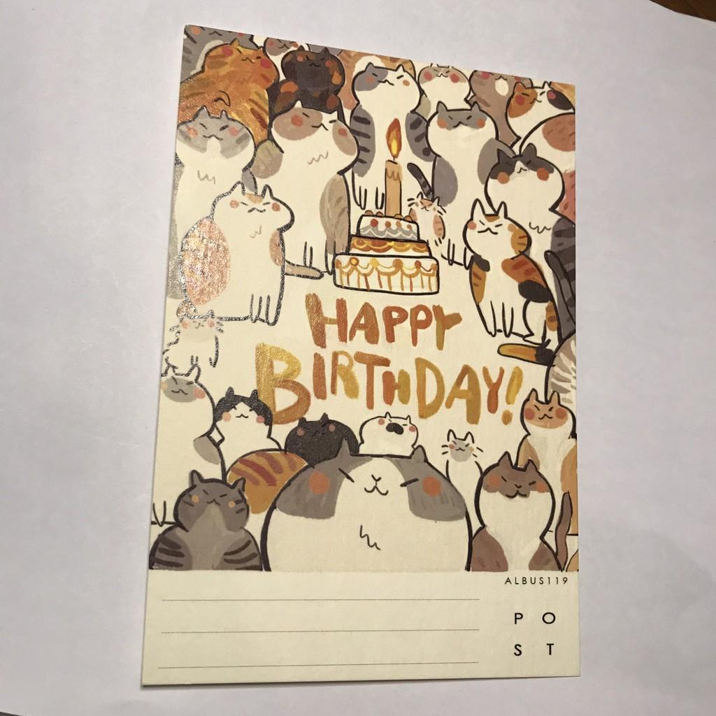 Postcard Happy Birthday Cat (Mèo) | Thiệp sinh nhật l bưu thiếp | thiệp l Zip A1