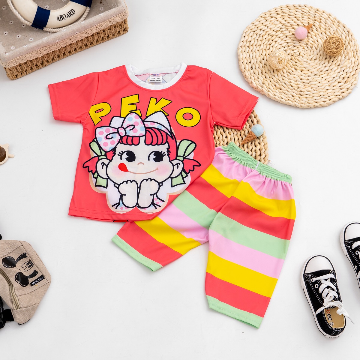 Combo 3 Quần áo bé gái, đồ bộ Mimykid in 3D hoạt hình dễ thương, đáng yêu co giãn 4 chiều mềm mại, thấm hút mồ hôi tốt, thời trang, set, bộ đồ, đồ cho trẻ em, bé gái từ 8-28kg