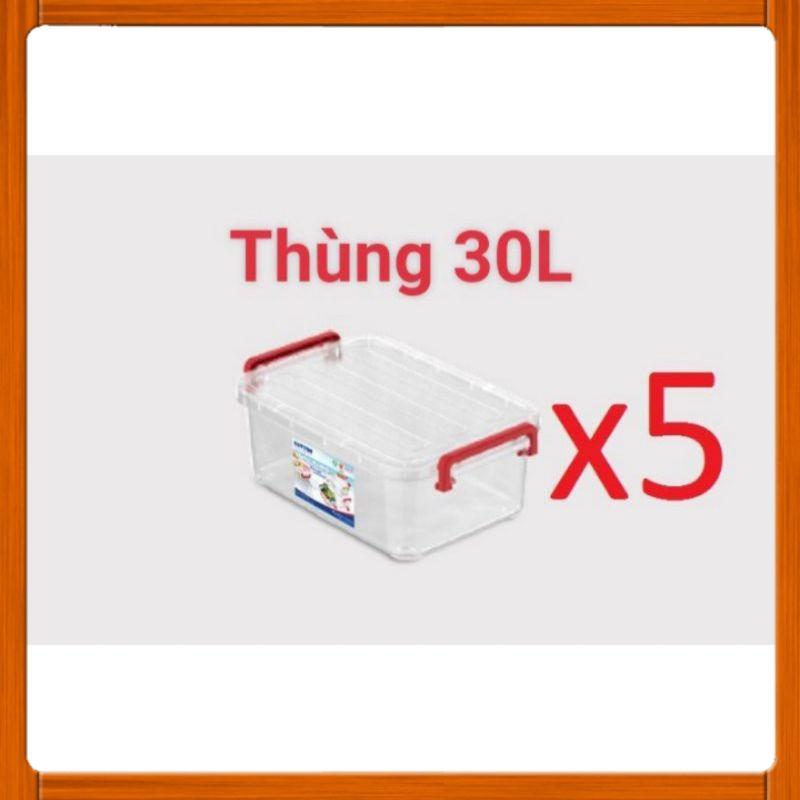 Bộ 5 Thùng Nhựa Trong 30L