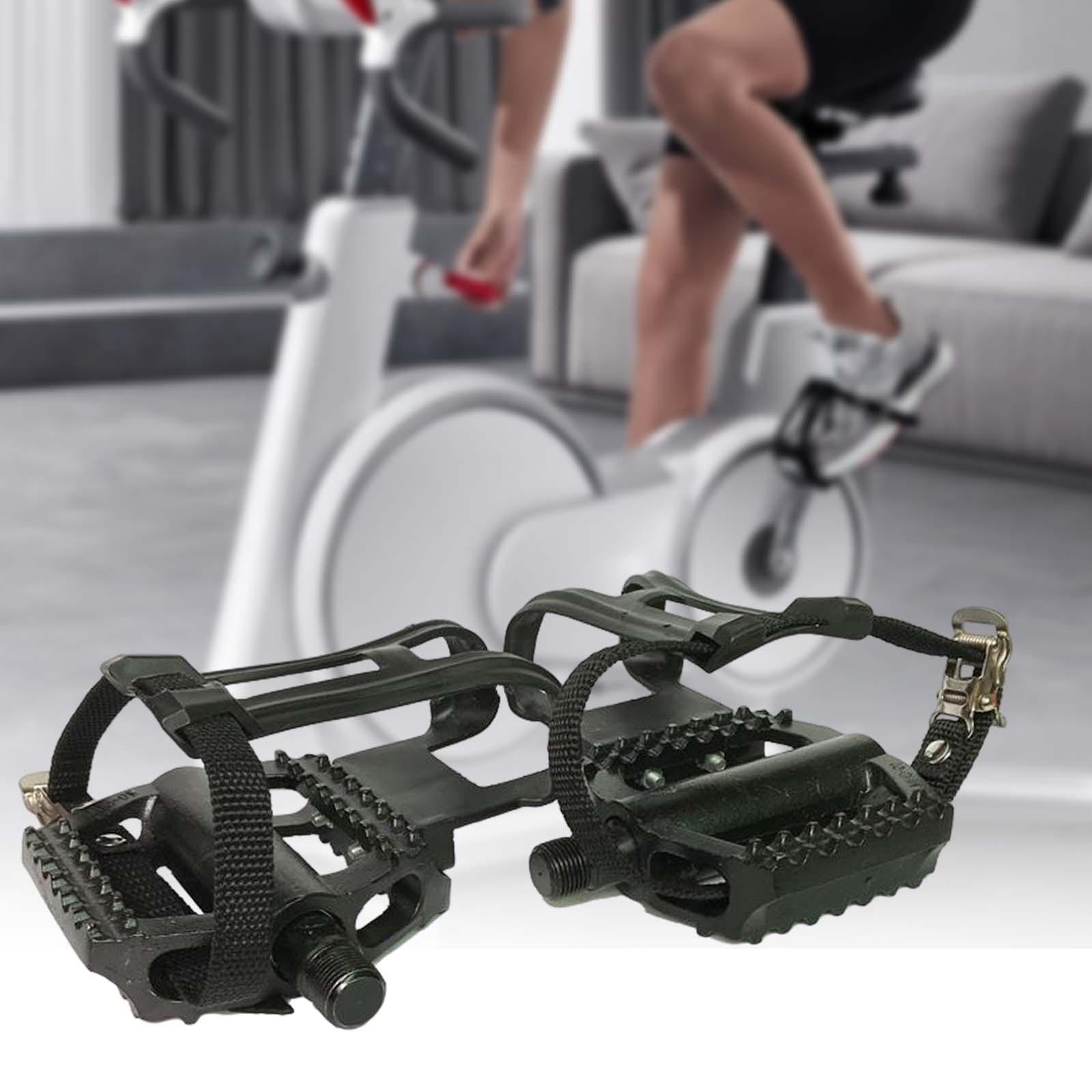 1 Pair Exercise Bike Pedals with Adjustable Straps for Home Gym Stationary