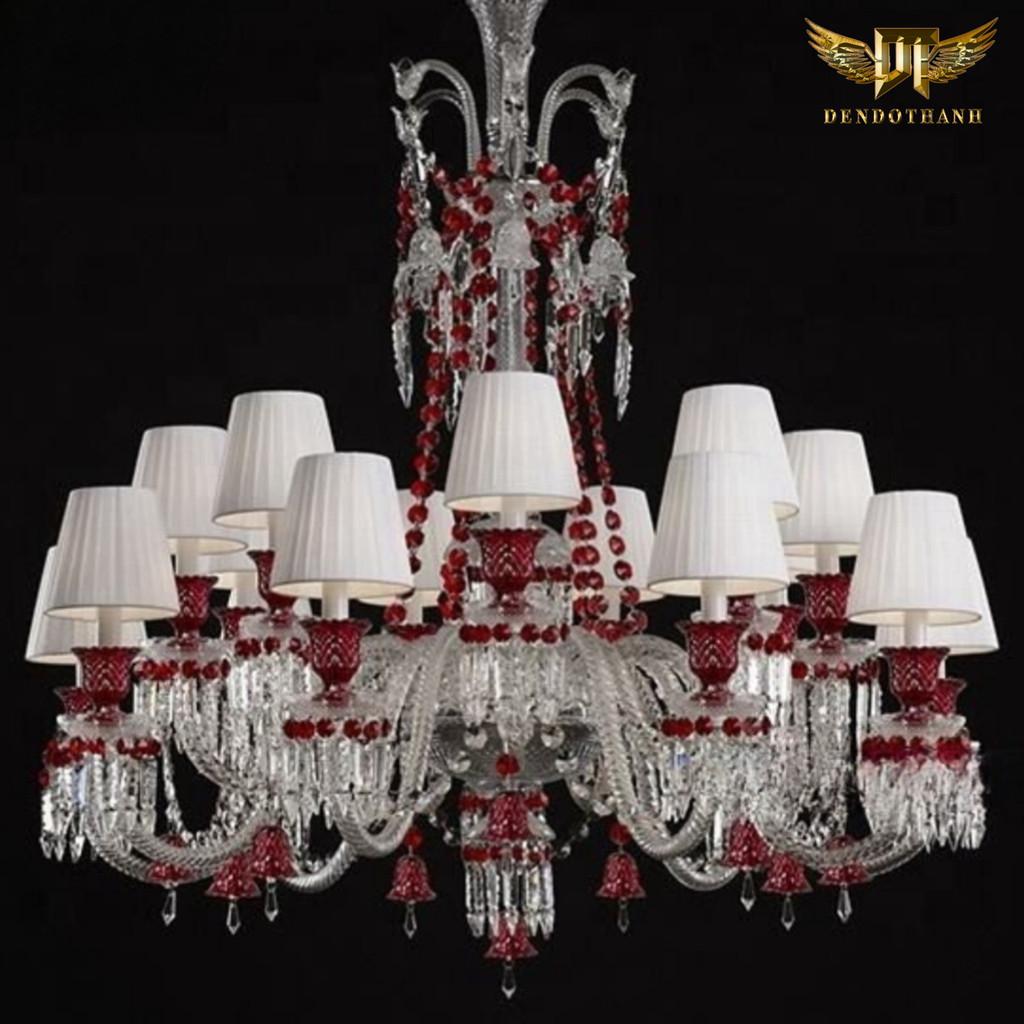 Đèn chùm nến phale phòng khách phối theo phong cách màu rượu vang đỏ, phale đỏ cao cấp NPL DT LIGHt (HÀNG NHẬP KHẨU) - tay chao thuỷ tinh