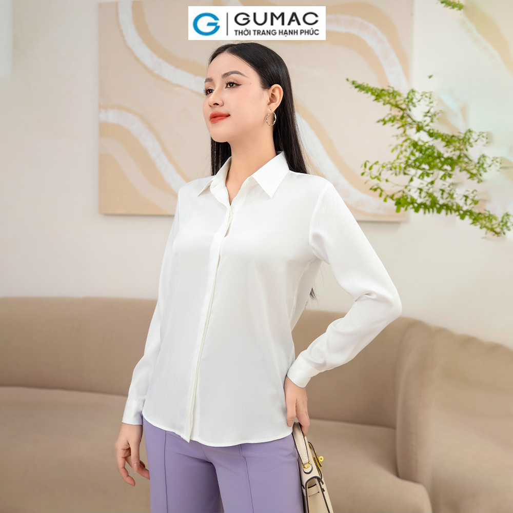 Áo sơ mi lụa gân AD11037 thời trang GUMAC