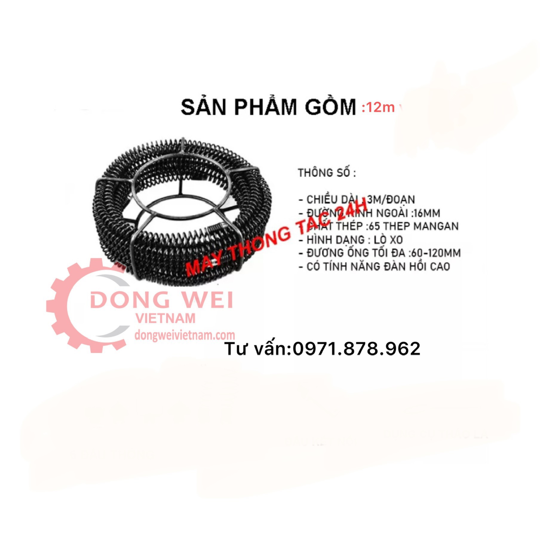 Dây thông tắc cống dài 21m dây phi 16