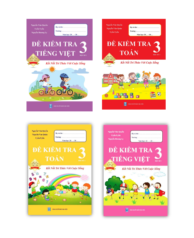 Sách - Combo 4 cuốn đề kiểm tra toán + tiếng việt 3 - học kì 1 + 2
