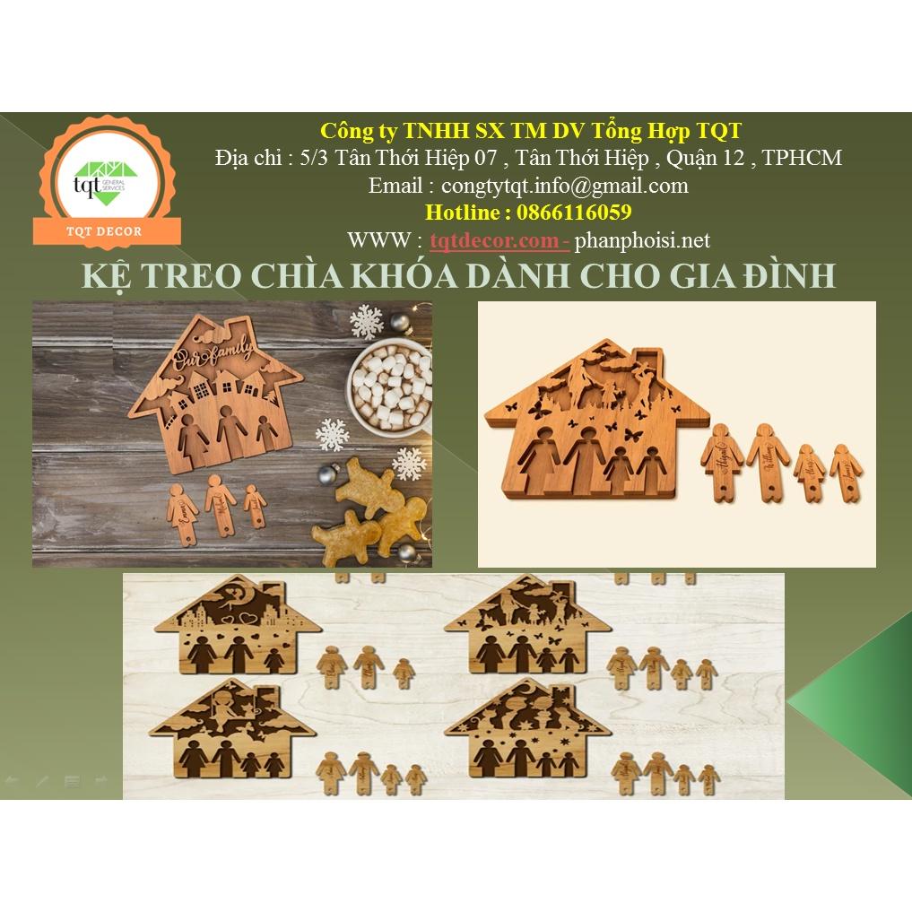 Móc treo chìa khóa bằng gỗ dành cho gia đình gia đỉnh tô màu theo sở thích