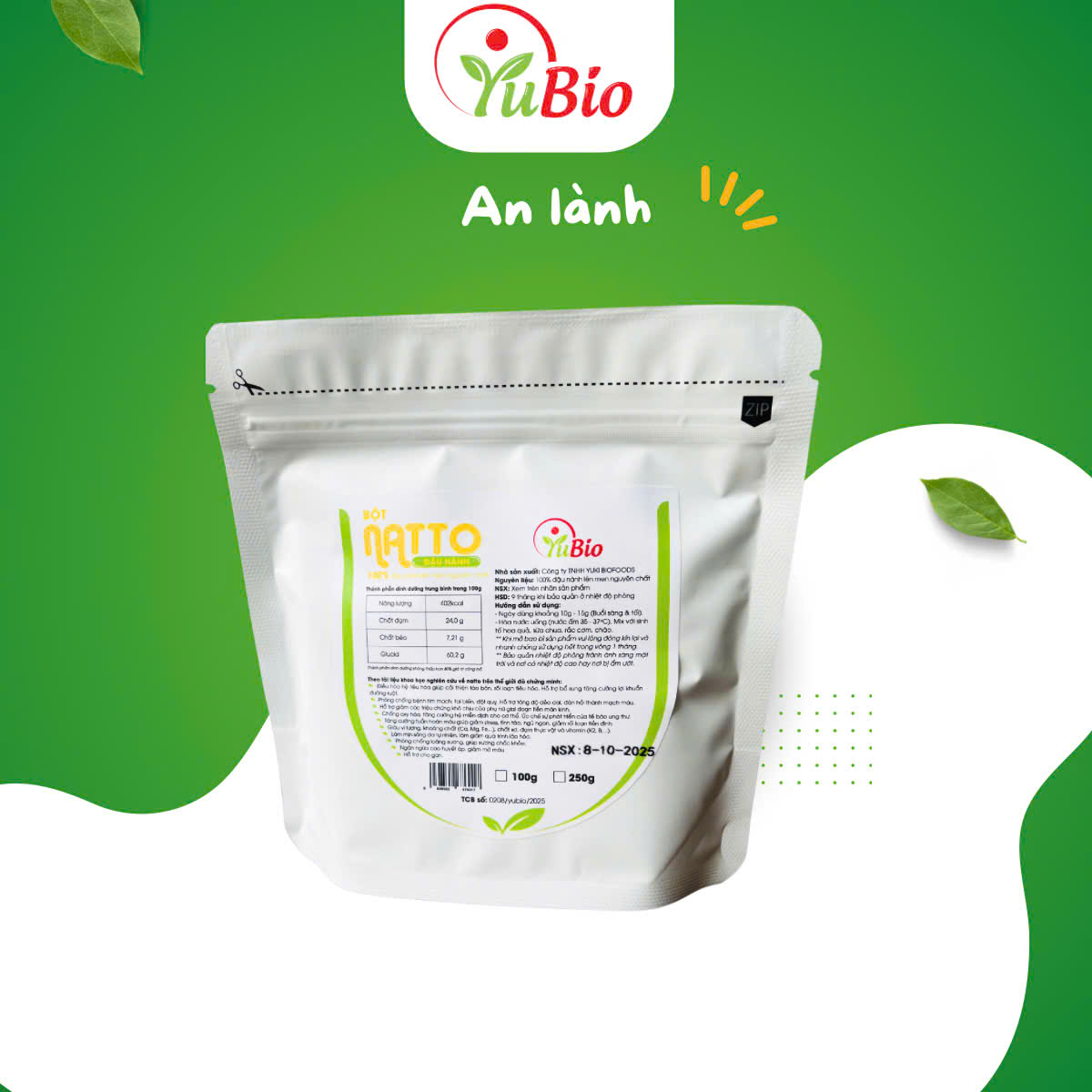 Bột NATTO ĐẬU NÀNH YUBIO 100G