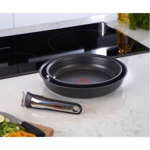 Chảo Chống Dính Cao Cấp TEFAL L65092 Ingenio Expertise 24 &amp; 28 cm, Chống Dính Tetanium, Tay Cầm Tháo Rời, , Hàng Nhập Khẩu