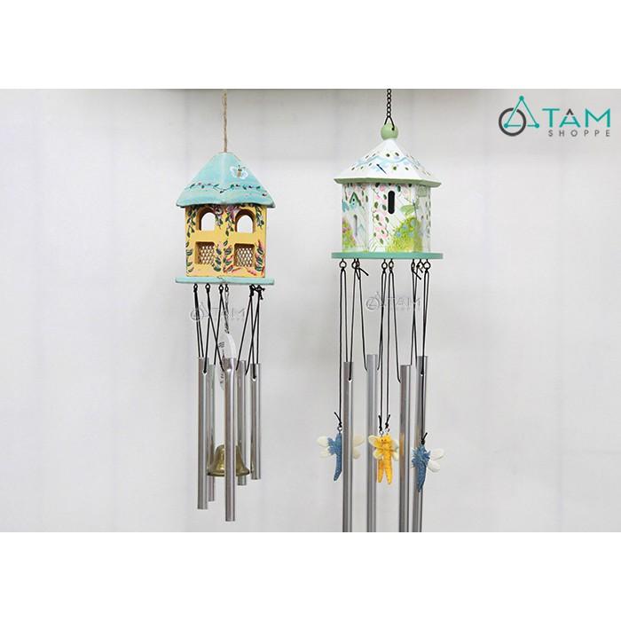 Chuông gió nhà gỗ lục giác handmade CHGIO-01