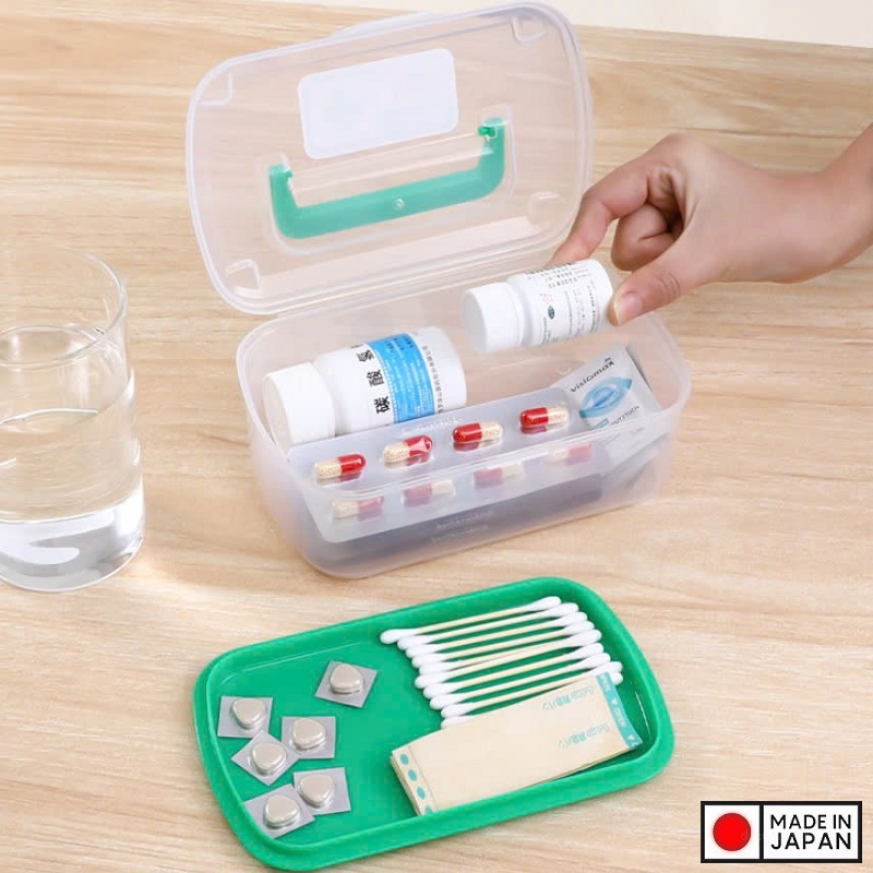 Hộp đựng đồ y tế gia đình Nakaya Green 800ml - Made in Japan