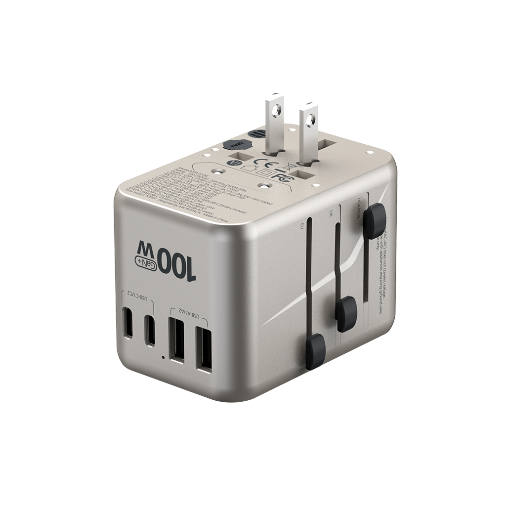 Củ sạc du lịch đa năng MicroPack 100W MTA-5100 Sạc 6 thiết bị cùng lúc - 3 cổng USB-C, 2 cổng USB-A, 1 đầu ra AC - Hàng chính hãng