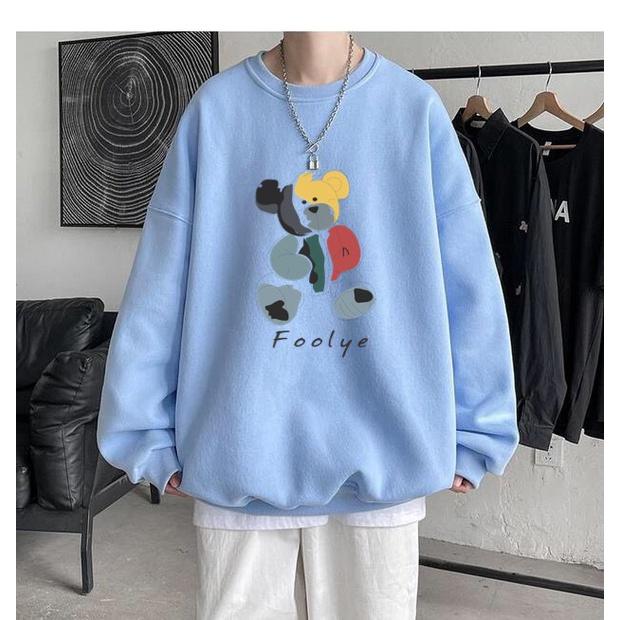 Áo sweater nỉ cổ tròn dài tay nam nữ họa tiết APSR Gấu Foolye