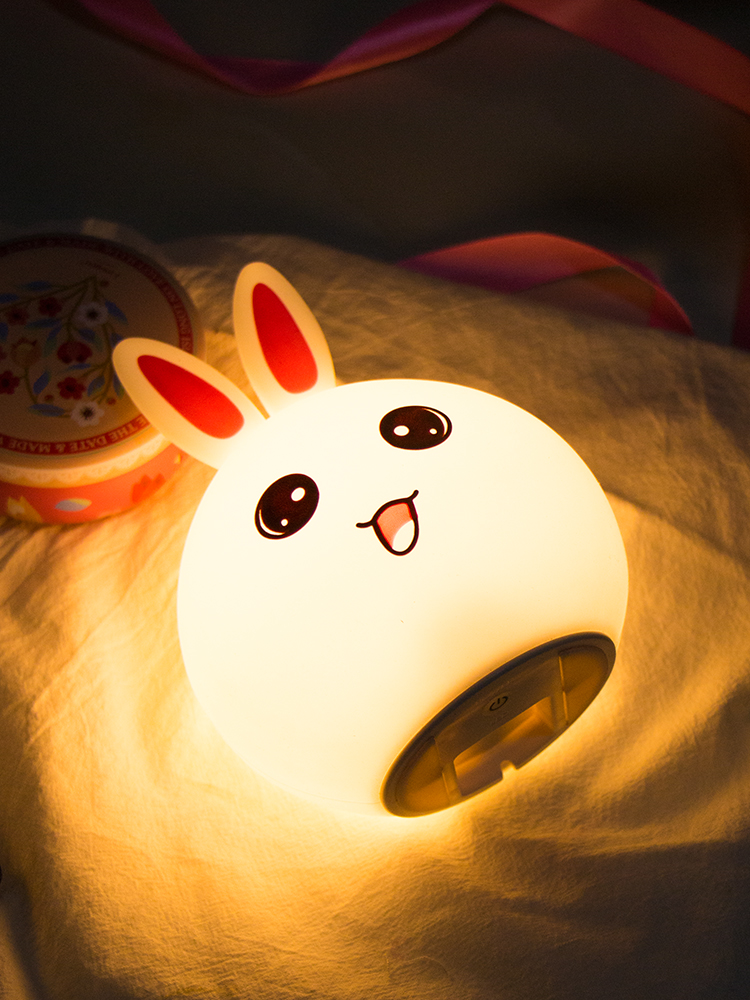Đèn Ngủ Slicon Cảm Ứng Hình Con Thỏ Siêu Cute, Đáng Yêu