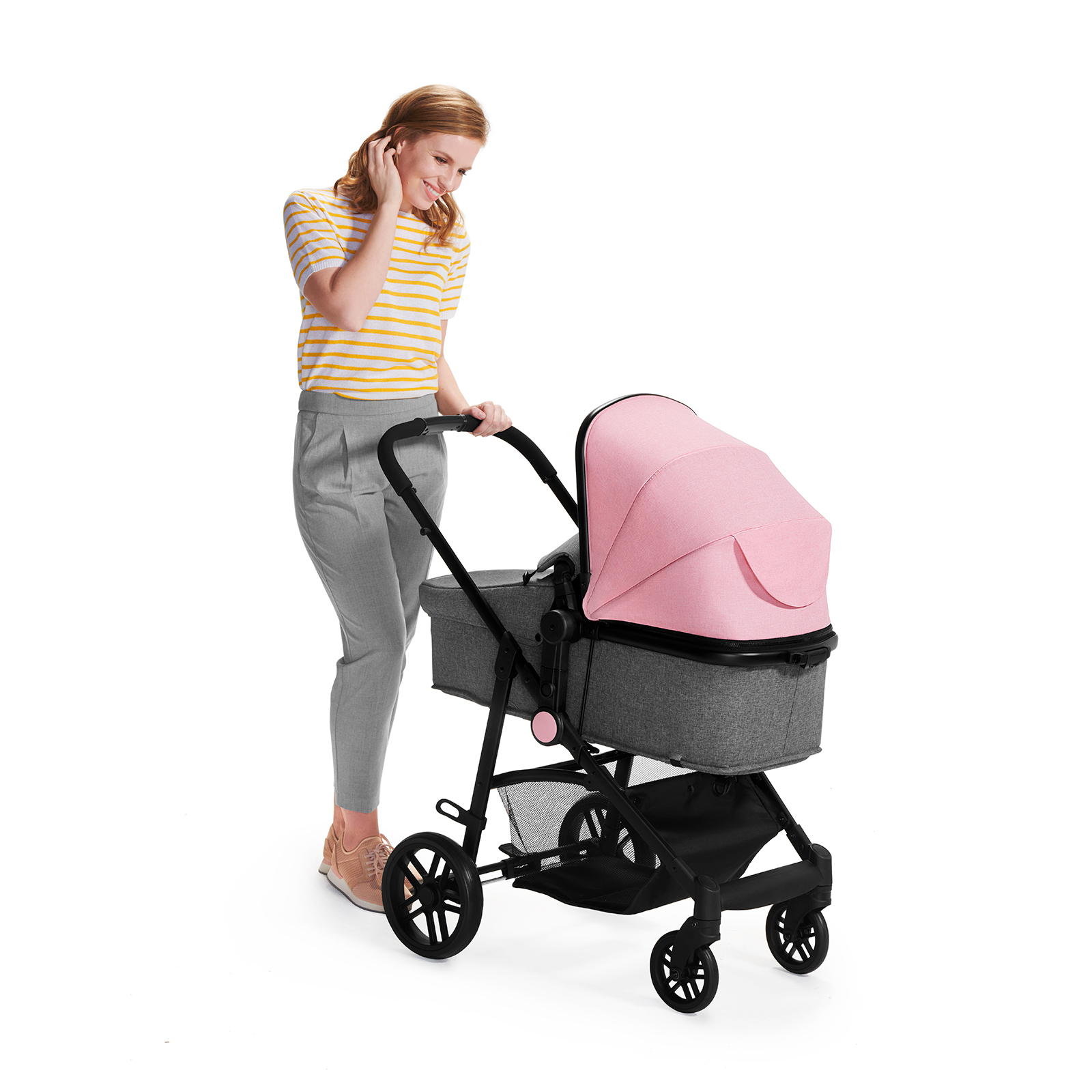 Bộ xe đẩy Kinderkraft Juli 3in1 cho bé từ 0 tháng tuổi - Gồm xe đẩy, xe nôi và ghế ngồi ô tô - Chính hãng