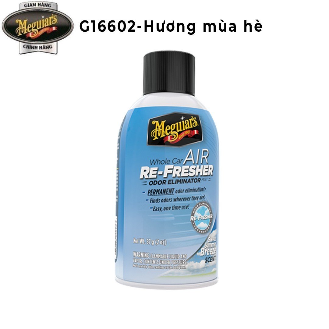 Meguiar's Xịt khử mùi, diệt khuẩn nội thất xe hơi Hương mùa hè - Air Refesher - Summer Breeze Scent - G16602, 57 g