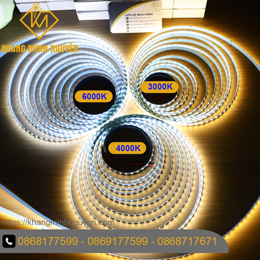 120 Led/mét Đèn LED dây 2835 12V cuộn 5m - có keo 2 mặt Ánh sáng vàng ấm