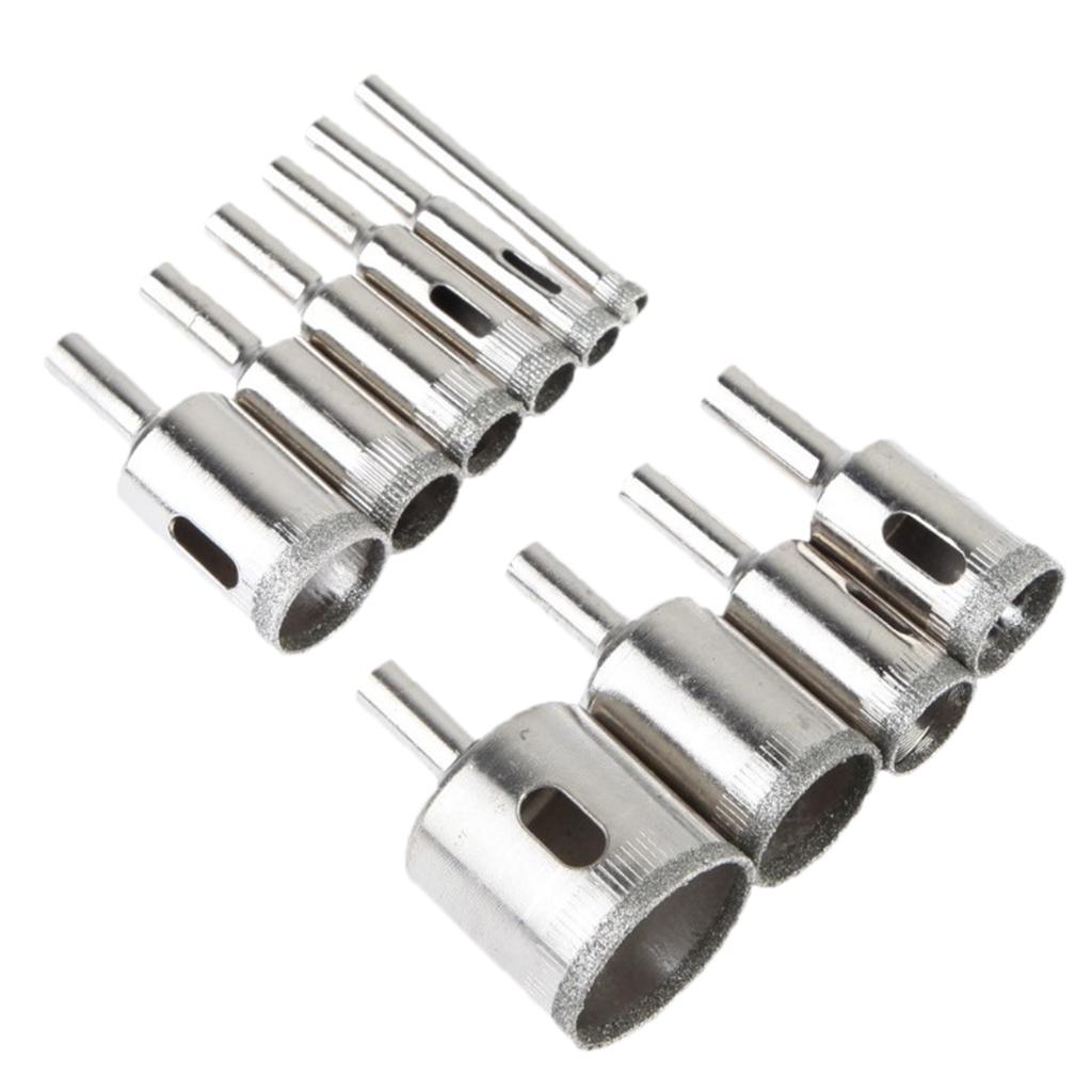 10 Chiếc Kim Cương Lỗ Cưa Bộ Mũi Khoan/Đá Cẩm Thạch Kính Cường Lực Cắt 6-32 Mm, hiệu Quả