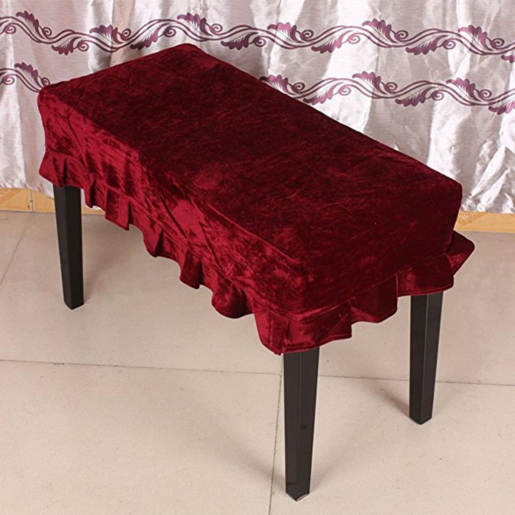 Grand Piano Velvet Bordered Dust Protective Cover + 1-Seater Bench Cover