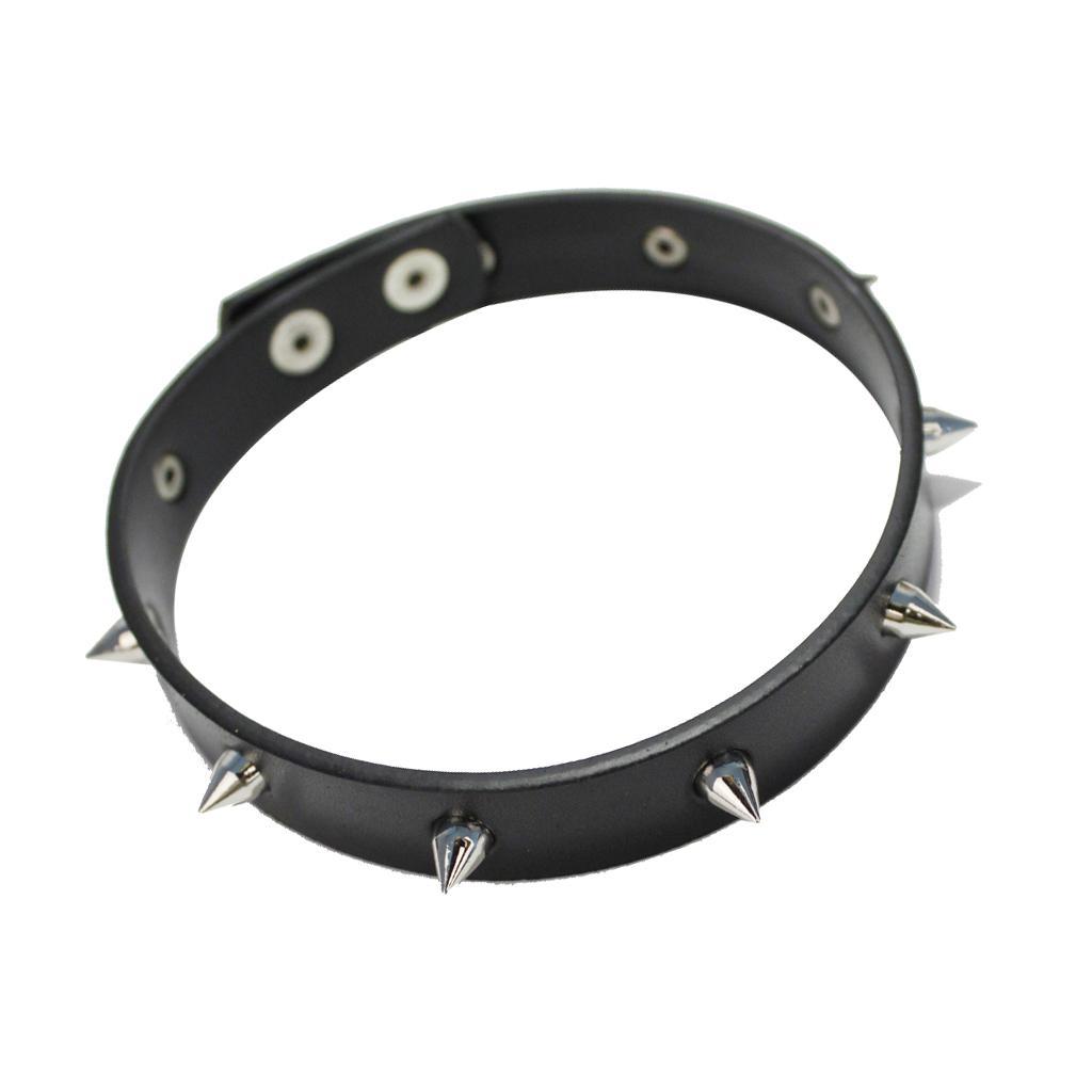 2 Pieces Punk Rock Gothic Leather Spike Rivet Stud Collar Choker Necklace