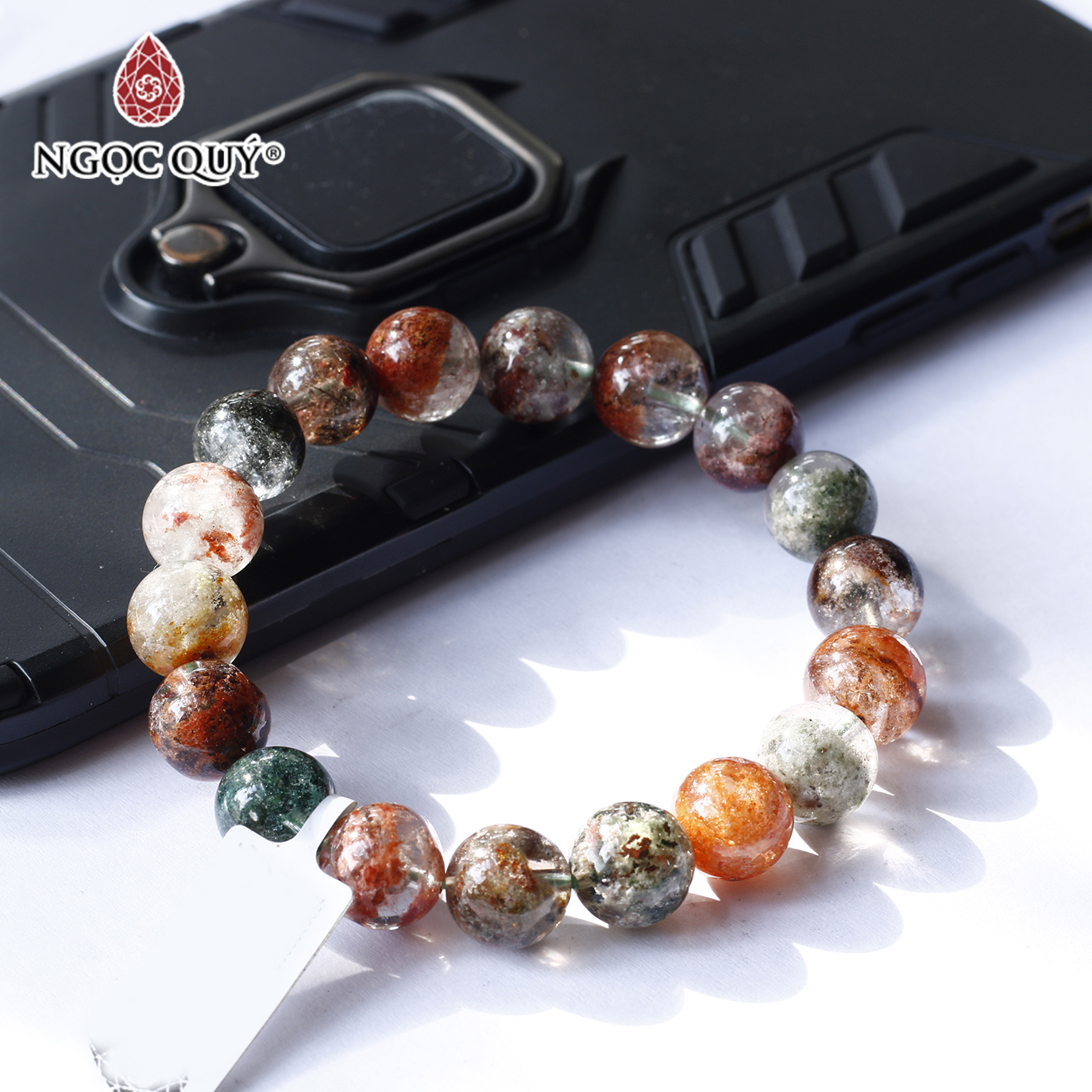 Vòng tay đá thạch anh ưu linh đa sắc size hạt 10mm - Ngọc Quý Gemstones