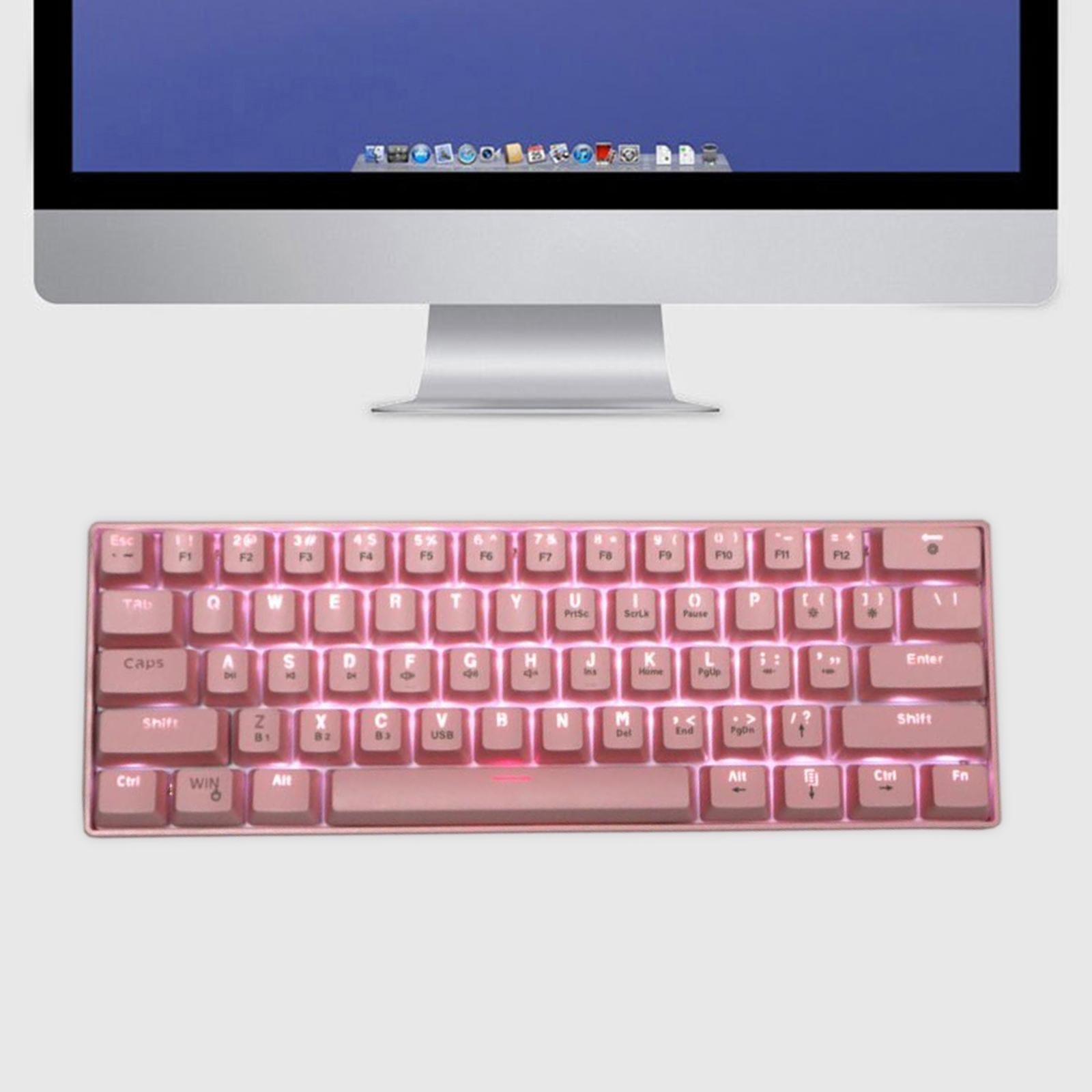Mechanical Gaming Keyboard Backlit Axis Multi Color RGB for Linux Pink