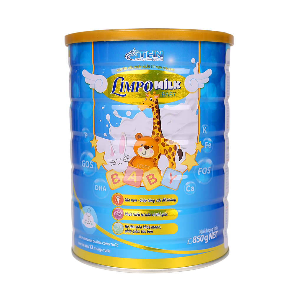 LIMPO MILK BABY 850G - Sữa bột dinh dưỡng dành cho trẻ 0-12 tháng tuổi phát triển trí não, cải thiện hệ tiêu hoá, giảm táo bón