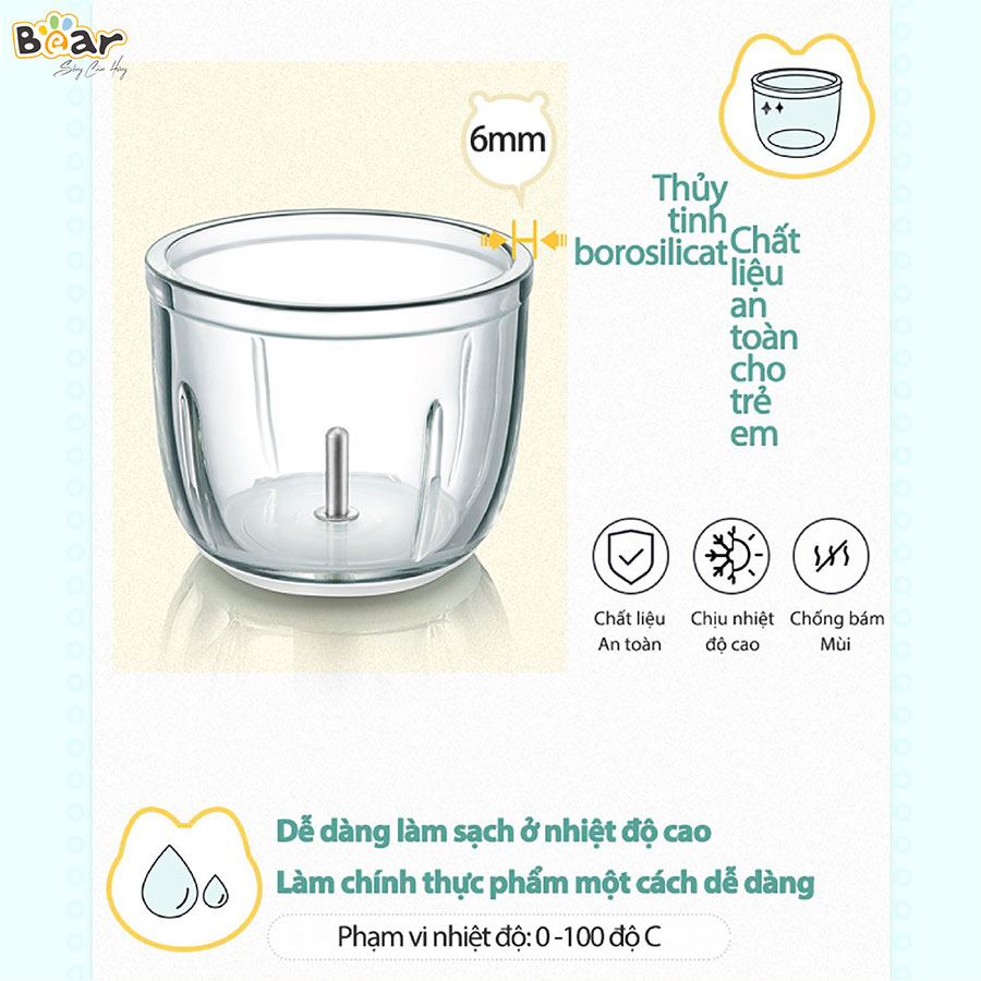 Máy xay thực phẩm mini hiệu Bear, model: QSJ-B01P1/CH-4H01T - Hàng chính hãng