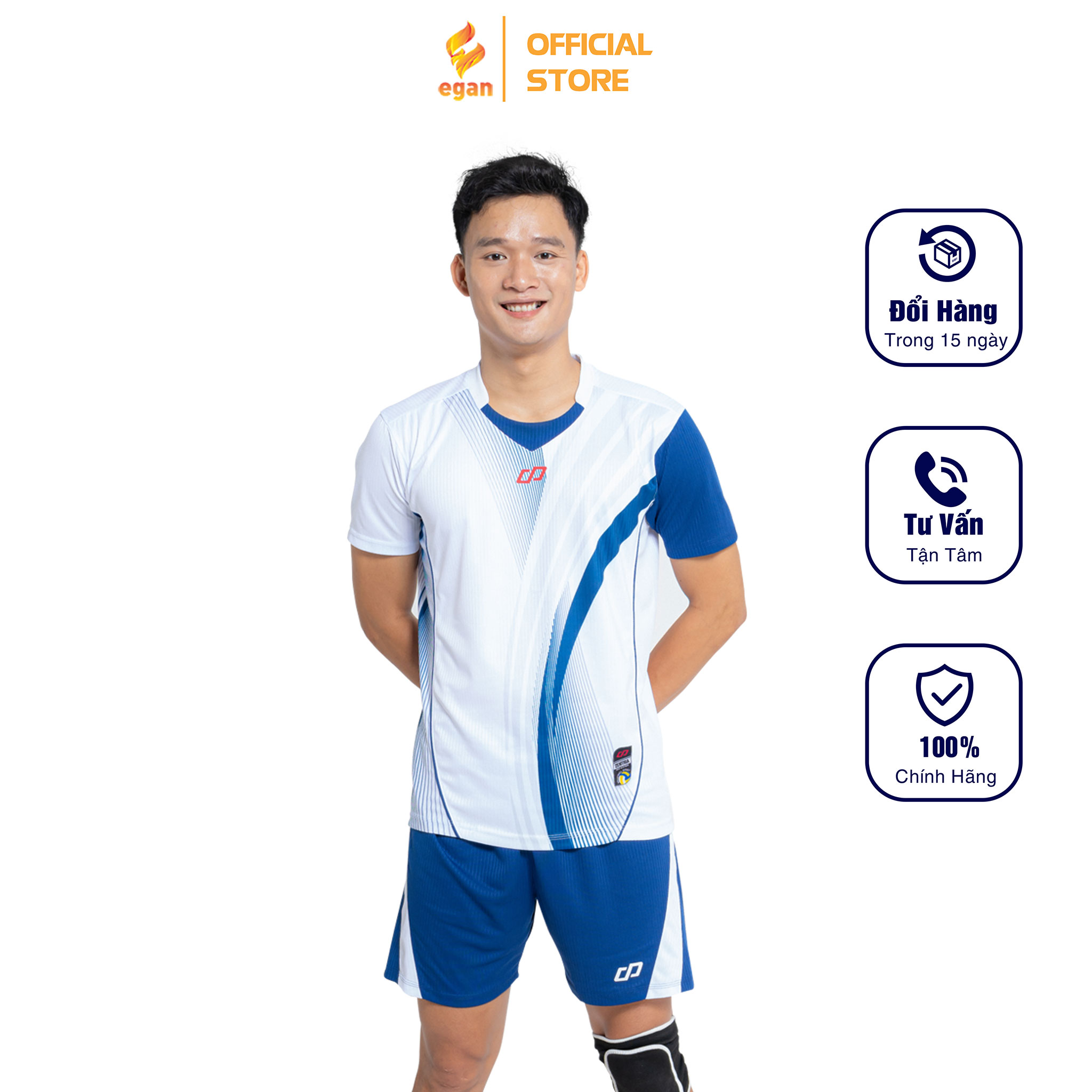 Bộ Quần Áo Thể Thao Bóng Chuyền Màu Trắng Nam ZENTIGA - CP SPORT BC05