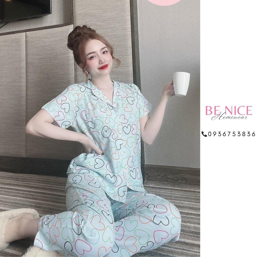 Bộ pijama mặc nhà Be Nice Homewear quần dài tay ngắn chất mango siêu đẹp