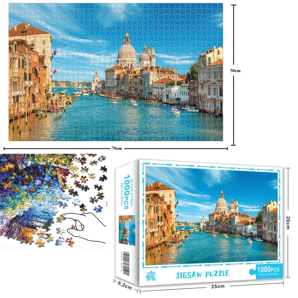 Bộ Tranh Ghép Xếp Hình 1000 Pcs Jigsaw Puzzle Venice Italy Thú Vị Cao Cấp