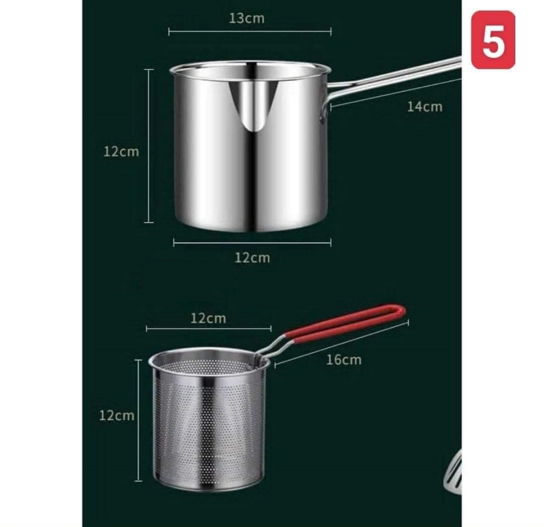 Nồi Chiên Ngập Dầu, Nồi Chiên Mini Siêu Tiết Kiệm Dầu Inox Sus304 Phù Hợp Với Bếp Điện, Từ, Gas, Tặng Kèm Rổ Chiên Dày Dặn - Hàng Chính Hãng