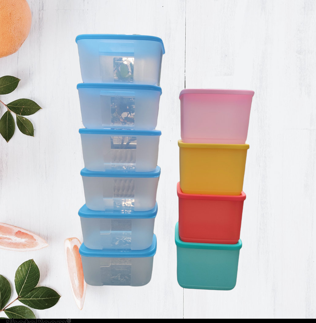 Combo Hộp Trữ Đông và Trữ Mát Tupperware (6 hộp đông dung tích 650ml &amp; 4 hộp mát 1L) size vừa vặn