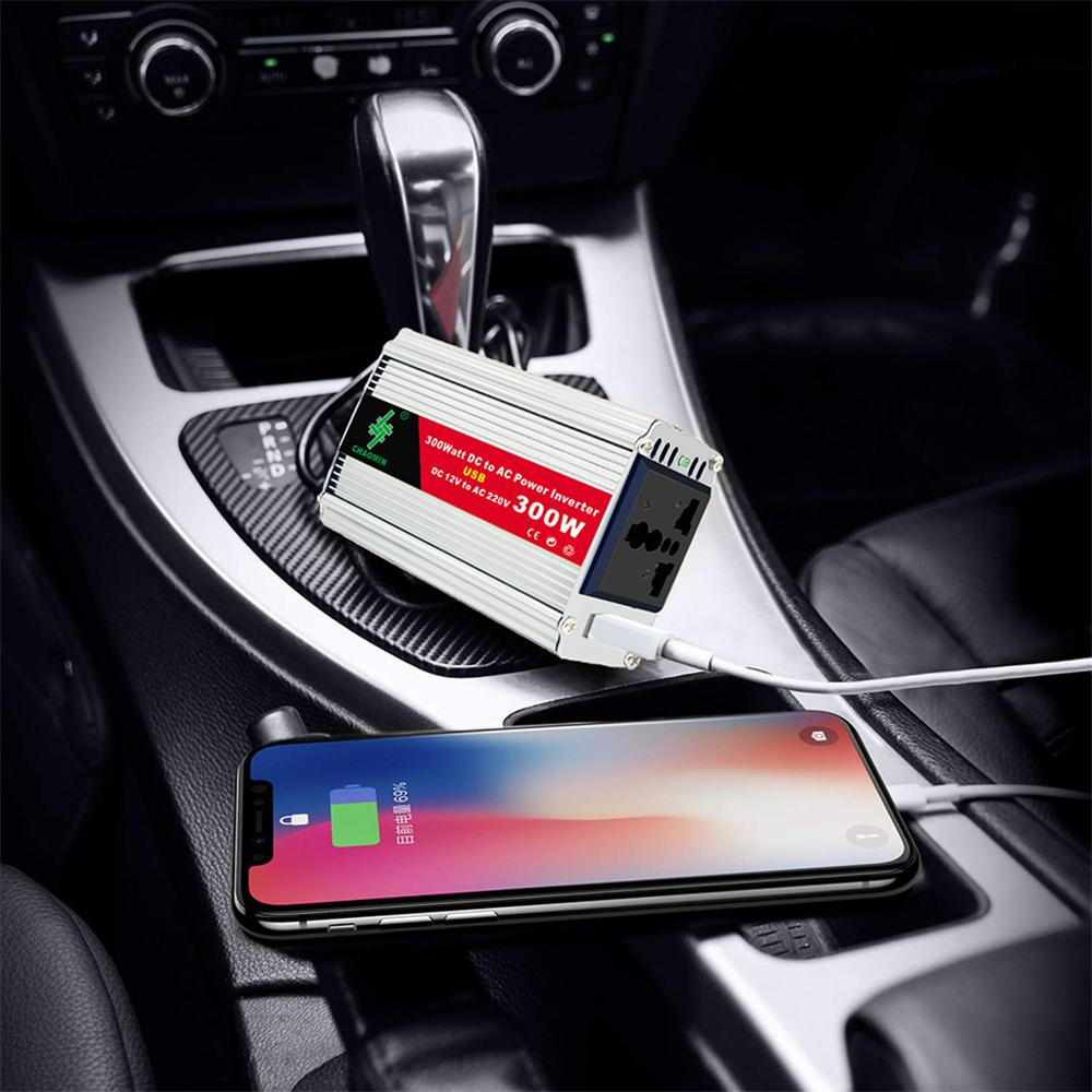 Di Động Inverter Xe Biến Điện DC12Volt Sang AC220Volt Biến Áp 300W Bộ Chuyển Đổi Nguồn Điện USB Adapter Tự Động Biến Tần
