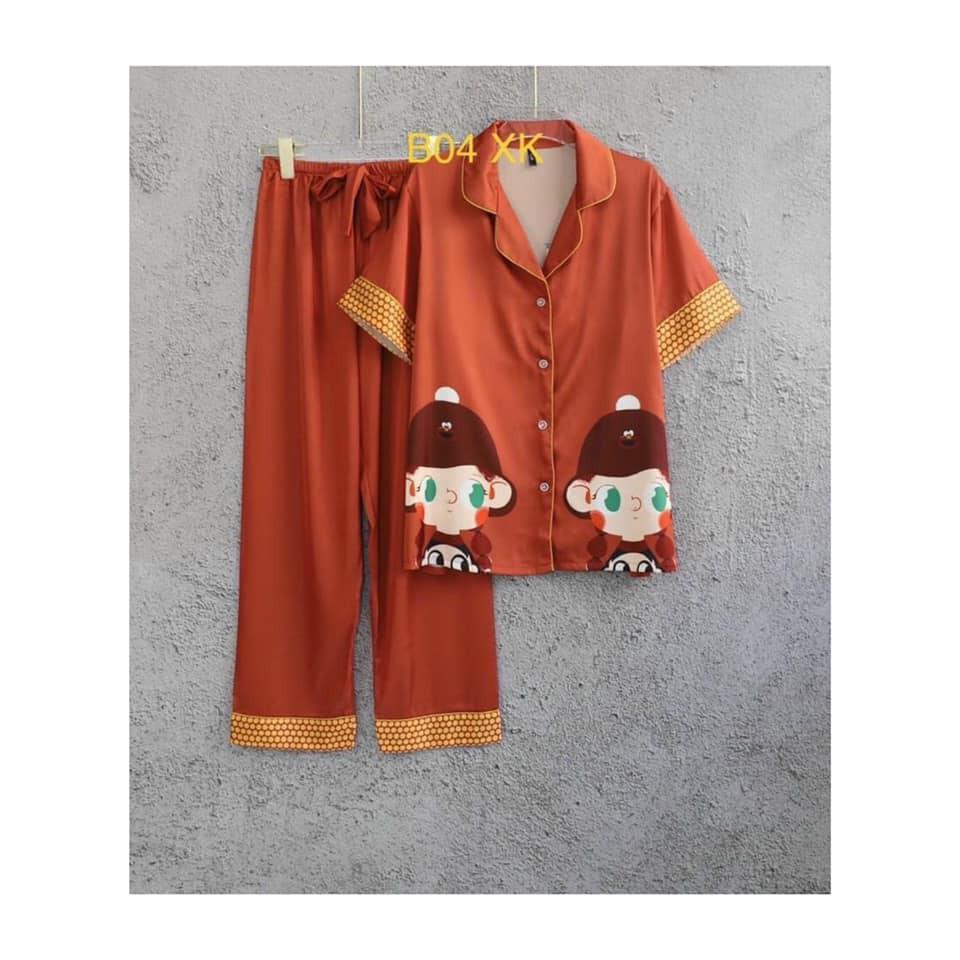 Pijama Lụa Cao Cấp Họa Tiết Cô Bé