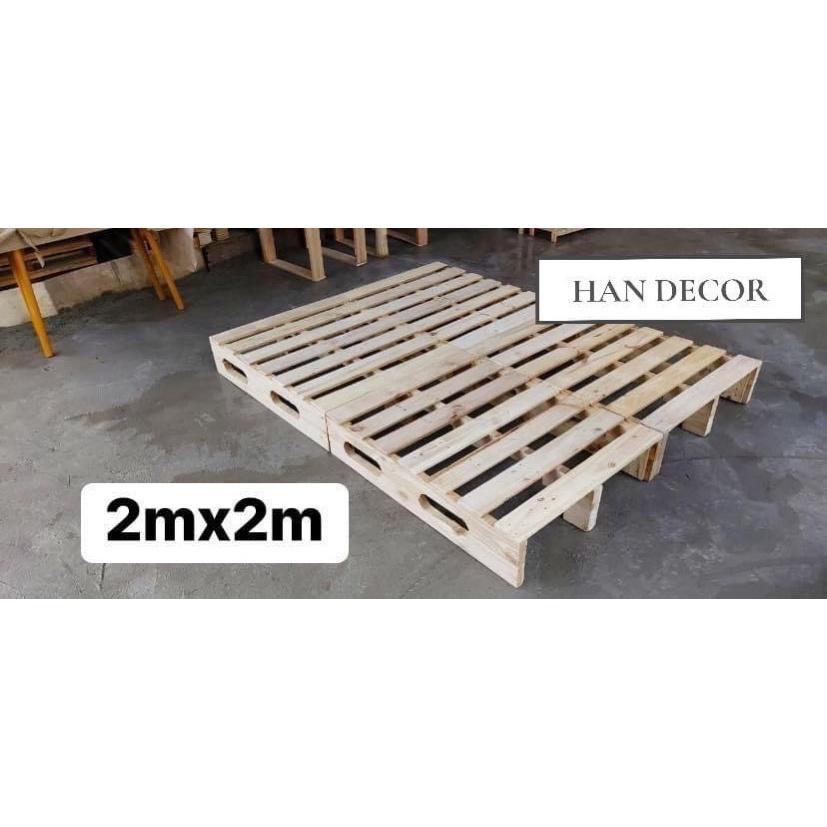 GƯỜNG PALLET GỖ THÔNG CHÂN CAO DECOR NHÀ CỬA TIỆN NGHI