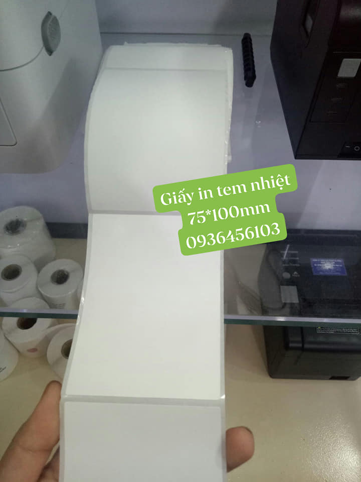 Giấy in tem nhiệt 75*100mm in mã vận đơn sàn thương mại điên tử và các bên giao hàng