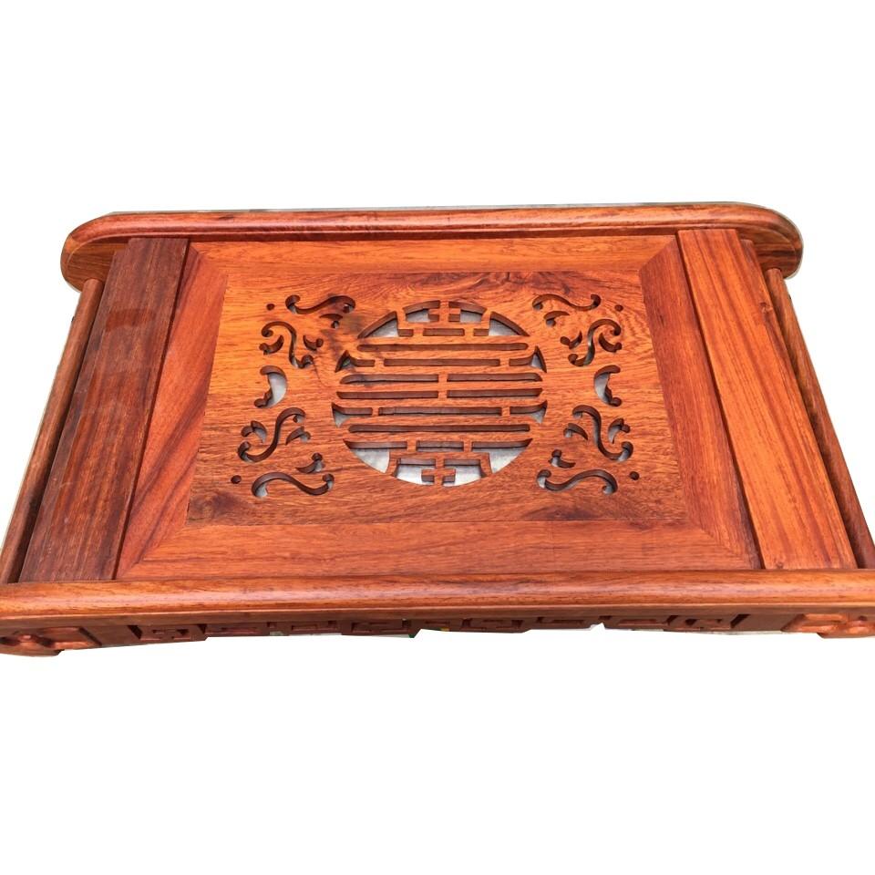 Khay trà chân cuốn gỗ hương nhỏ